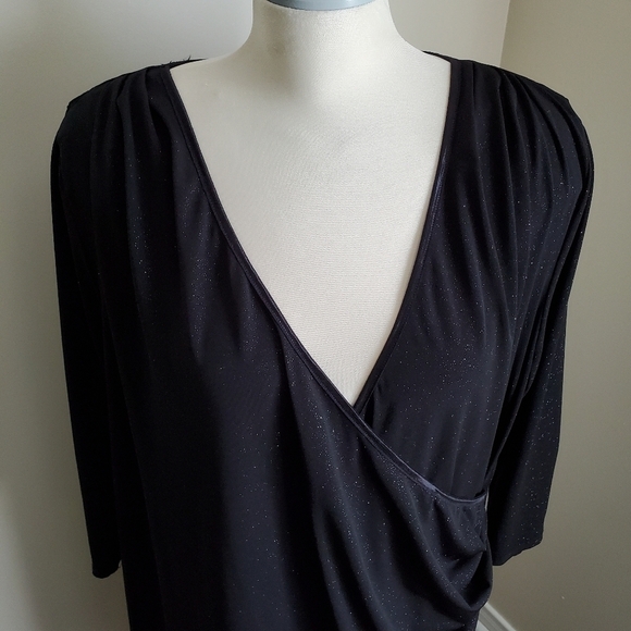 Penningtons V-Neck Trim Wrap Sparkly Dress Size 1X - Picture 3 of 11